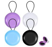 Guduling 4 custodie per tappi per le orecchie, portatili, con cordino, mini custodie per viaggi di lavoro, bigiotteria, ecc. (nero, bianco, blu, viola)