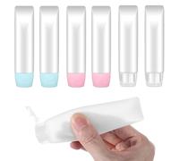 Guduling 6 bottiglie da viaggio trasparenti, da 50 ml, ricaricabili, a prova di perdite, per articoli da toeletta, trucco, shampoo