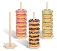 guduling Kesper, 4 supporti per pretzel in legno, per accessori per capelli, ciambelle, biscotti rotondi, adatti per feste e buffet