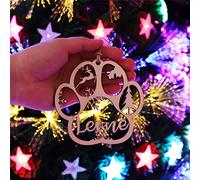 gue Etichette regalo personalizzate per palline di Natale, ornamento per cani di Natale, ornamento in legno con nome (03,1 pz)