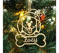 gue Etichette regalo personalizzate per palline di Natale, ornamento per cani di Natale, ornamento in legno con nome (11,1 pezzi)
