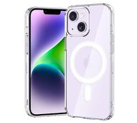 gueche Custodia per iPhone 14 Plus, compatibile con MagSafe, protezione secondo gli standard militari, anti-ingiallimento, antiurto, magnetica, per iPhone 14 Plus, trasparente