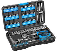 Güde 39001 GSB 130 - Set di attrezzi in acciaio al cromo vanadio, 130 pezzi, colore: Blu/Nero