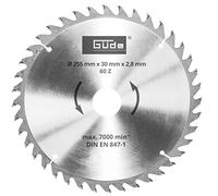 Güde 55263 - Lama per sega per legno HM 255 x 30 x 60 Z (max 7000 1/min, DIN EN 847-1), colore: Argento