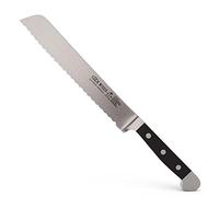 Güde Brotmesser Serie Klingenlänge: 21 cm Pom Schwarz Solingen-Coltello da Pane forgiato, Nero, Alpha-Doppio Collarino, Fatto a Mano in Germania, Acciaio Inossidabile