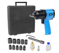 Güde Set avvitatore a percussione ad aria compressa (filettatura di collegamento IG 1/4", 6 bar, pressione pressata, 204 l/min, gonfiabile, 150/300/569 Nm, coppia di rilascio max. 580 Nm, con 10