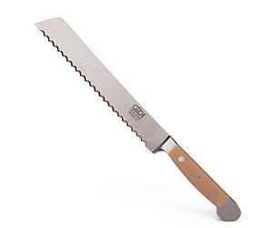 Güde Solingen - Coltello da pane forgiato per la mano sinistra e destra, 21 cm, legno di pero, ALPHA-BIRNE - doppio collarino, fatto a mano in Germania