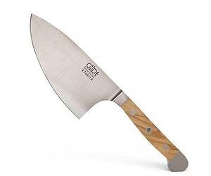 Güde Solingen - Coltello per erbe Shark forgiato, 14 cm, legno d'ulivo, ALPHA-OLIVE - doppio collarino, fatto a mano in Germania