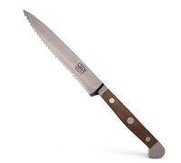 Güde W464/13 Solingen-Coltello per pomodori seghettato forgiato, 13 cm, Legno di Noce, Alpha-Walnut-Doppio Collarino, Fatto a Mano in Germania, Chrome Steel