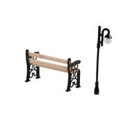 GUEDKIKL 1 set mini lampione modello, 1:12 casa delle bambole ornamento divertente miniatura sentiero lanterna statuetta panca parco sedile per la decorazione della casa micro paesaggio