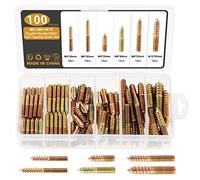 Gueenky 100 Pezzi Viti a Doppia Filettatura, M6 M8 M10 Vite Autofilettante a Doppia Testa, 30/40/50 mm Vite a Doppia Filettatura per Mobili in Legno per Fissare