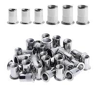 Gueenky 100 PZ Dadi Rivetti Filettati in Acciaio Inox, M6 M8 Dadi Filettati a Testa Piatta, Assortimento Inserti Filettati Mobili in Legno, Ogni Dimensione 50 PZ