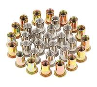 Gueenky 100 PZ M8 Dadi Rivetti Filettati, Dadi Filettati a Testa Piatta, Assortimento Inserti Filettati Mobili in Legno, Acciaio Al Carbonio Zincato, Acciaio Inossidabile, Ogni 50 pz