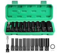 Gueenky 11 Pezzi Set Chiavi a Bussola Lunghe, 1/2'' Bussole per Avvitatore ad Impulsi 10-24mm Esagonali Bussole per Trapano a Impatto con Adattatore per Riparazioni Auto Cambio Pneumatici