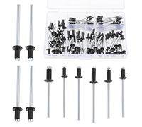 Gueenky 120 Pezzi Rivetti Neri Alluminio, 2,4/3/3,2/4 mm Rivetti pop Rivetti Ciechi, 6 Dimensioni Set di Rivetti a Strappo Neri per Metallo Legno Plastica, con Scatola di Immagazzinaggio