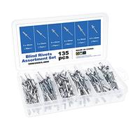 Gueenky 135 Pezzi Rivetti in Alluminio, 5/6/6,4 mm Rivetti pop Rivetti Ciechi, 6 Dimensioni Set di Rivetti a Strappo per Metallo Legno Plastica, con Scatola di Immagazzinaggio