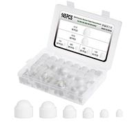Gueenky 145 Pezzi Cappuccio Copri Dado M4 M5 M6 M8 M10 M12, Tappi Copri Viti Bianco Copri Bulloni Cappucci di Protezione Dado a Cupola Coperchi per Bulloni Dadi Viti, Nylon