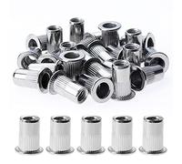 Gueenky 150 PZ Dadi Rivetti Filettati in Acciaio Inox, M5 Dadi Filettati a Testa Piatta, Assortimento Inserti Filettati Mobili in Legno (10 mm x 12 mm)