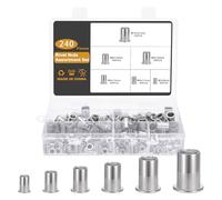 Gueenky 240 Pezzi Dadi Rivetti Filettati in Acciaio Inox 304, M3 M4 M5 M6 M8 M10 Dadi Filettati con Testa Piatta, Assortimento dadi Inserti Filettati Mobili in Legno