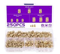 Gueenky 250 Pezzi Dadi Zigrinati in Ottone, M3 M4 M5 Inserti Filettati per Stampaggio a Iniezione di Stampa 3D - 3 Dimensioni