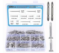 Gueenky 300 Pezzi Viti Autoperforanti a Testa Svasata, 4,8/4,2 x 13-50 mm Viti Autofilettanti in Acciaio Inox viti autofilettanti per metallo, 10 Dimensioni Viti Autoforanti Testa Esagonale