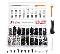 Gueenky 392 Pezzi Set Viti per Computer Portatili, M2 M2,5 M3 per Laptop PC SSD 2-10 mm - 18 Dimensioni a Testa Piatta per Riparazione Computer, con Cacciavite