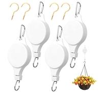 Gueenky 4 Pezzi Ganci per Puleggia per Piante, Bianco Appendi Pianta Soffitto Ganci per Appendere Vasi Carrucola per Piante Ganci per Piante Sospese per Fioriere, con Ganci a Soffitto