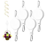 Gueenky 4 Pezzi Ganci per Puleggia per Piante, Bianco Appendi Pianta Soffitto Ganci per Appendere Vasi Carrucola per Piante Ganci per Piante Sospese per Fioriere, con Ganci a Soffitto