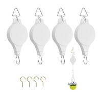 Gueenky 4 Pezzi Ganci per Puleggia per Piante, Bianco Appendi Pianta Soffitto Ganci per Appendere Vasi Carrucola per Piante Ganci per Piante Sospese per Fioriere, con Ganci a Soffitto