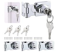 Gueenky 4 Pezzi Lucchetto Hasp in Acciaio Inox, 2,5 Pollici Chiavistello Lucchetto con Viti e Chiavi, Chiusura Armadio Hasp Serratura in Metallo per Porte Mobili Cassetti Armadietti