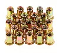 Gueenky 50 Pezzi Dadi Rivetti Filettati in Acciaio Carbonio Zincato, M12 Dadi Filettati con Testa Piatta, Assortimento dadi Inserti Filettati Mobili in Legno (18 mm x 22 mm)