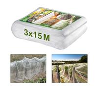 Gueenky Rete da Giardino per Insetti, 3 x 15m Rete da Giardino per Insetti a Maglia Fine per la Protezione dei Parassiti per le Colture di Ortaggi Frutta e Fiori in Serra