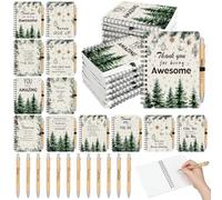 Gueevin 24 Pcs Christmas Employee Appreciation Gift Bulk Thank You Gift for Coworkers 12 Sets Xmas Inspirational Spiral Notebook and Bamboo Pens for Office Staff Team Volunteer Nurse Teacher(Pine)