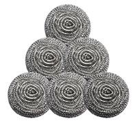 GUEICN Spugna abrasiva in acciaio inox, per pulire pentole e padelle e griglie, in lana d'acciaio, per cucina e bagno (6 pezzi in metallo)
