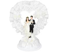 günth Sorta di Grande poliresina sposi Heads, Corona Cuore, fein Decorata con Tulle e Fiori, 1er Pack (1 x 180 g)