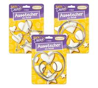 Günthart BackDecor - Set di 3 tagliapasta con cuore, stella e cerchio, in 3 diverse misure