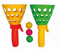 GÜNTHER FLUGSPIELE 1546 - Mc Squeezy Click'n'Catch, gioco di pesca per bambini con 2 cestini e 3 palline di plastica