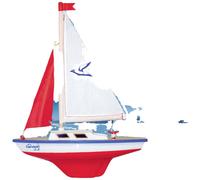 GÜNTHER FLUGSPIELE 1827 - Barca a vela Giggi, piccolo gommone a vela per giocare, di ottima qualità, montato pronto per la navigazione, grande circa 48 x 21 cm, per lago, spiaggia e vasca da bagno