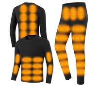 Gueploer Biancheria Termica Riscaldata da Uomo, Set di Pantaloni Lunghi Termici con 52 Zone di Riscaldamento, Maglia e Pantaloni di Base Caldi per Caccia e Moto,Nero,S