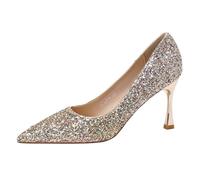 Gueploer Décolleté con Glitter da Donna, Tacchi A Spillo da 8,5 Cm Punta Sfumata Scarpe da Matrimonio per Festa, Banchetto, Uso Quotidiano,B,33 EU