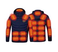 Gueploer Giacche Riscaldate per Donna E Uomo, 21 Zone di Riscaldamento Cappotto Termico con Cappuccio 4-in-1 E Controllo A Interruttore per attività Invernali All'aperto,Blu,L