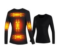 Gueploer Maglia Termica Riscaldata per Donna, Shirt A Manica Lunga Elettrica con 3 Livelli di Riscaldamento E 5 Zone di Riscaldamento per La Vita Quotidiana,Nero,XXS