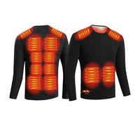 Gueploer Maglietta Termica Riscaldata per Uomini, Top Baselayer con 12 Zone di Riscaldamento Elettrico E 3 Impostazioni di Temperatura per Interni Ed Esterni,Nero,L