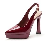 Gueploer Sandali da Donna, décolleté con Punta Chiusa e Cinturino Dietro Il Tallone, Tacchi a Spillo da 12 cm, Pumps estive per la Vita Quotidiana e Feste,Rosso,36 EU