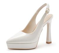 Gueploer Sandali da Donna, décolleté con Punta Chiusa e Cinturino Dietro Il Tallone, Tacchi a Spillo da 12 cm, Pumps estive per la Vita Quotidiana e Feste,Bianca,34 EU