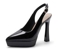 Gueploer Sandali da Donna, décolleté con Punta Chiusa e Cinturino Dietro Il Tallone, Tacchi a Spillo da 12 cm, Pumps estive per la Vita Quotidiana e Feste,Nero,36 EU