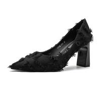 Gueploer Scarpe con Tacchi Alti da Donna, Tacchi A Blocco di 7,5 Cm, Décolleté Classiche con Punta per La Vita Quotidiana, Feste, Ufficio,Nero,36 EU