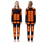 Gueploer Set di Biancheria Intima Elettrica Riscaldata per Donne, Maglia E Pantaloni con 42 Aree di Riscaldamento, Termo Strato per Sci, Ciclismo E Lavoro.,Nero,3XL