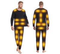 Gueploer Set di Intimo Termico Riscaldato, Maglia E Pantaloni Termici Elettrici da Uomo con 28 Zone di Riscaldamento, Mutande Lunghe per Esterni,Nero,S