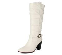 Gueploer Stivali Lunghi da Donna, Classici con Tacco Spesso A Punta, sotto Il Ginocchio, Ideali per Festa, Lavoro E Banchetto,4,38 EU